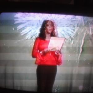 Maria Frisby reciting a poem on the set of Time Warner Cables The Dave Gold Show in New York NY