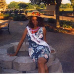 Ms. Pennsylvania 2004 Maria Frisby at the 2004 United States All World Beauties National Pageant in Bloomingdale, Illinois. Ms. Pennsylvania 2004 Maria Frisby was selected as a finalist and 2nd runner-up at the national pageant.