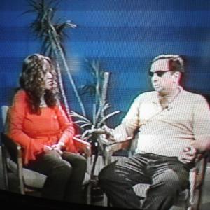 Maria Frisby and Dave Sweeney on the set of Time Warner Cable's The Dave Gold Show in New York, N.Y.