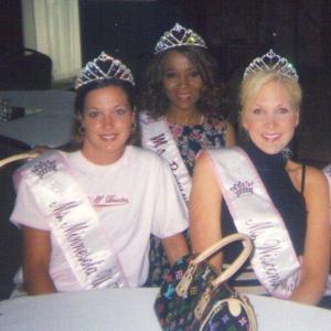 Ms. Minnesota 2004, Ms. Pennsylvania 2004 Maria Frisby, and Ms. Wisconsin 2004 Tiffany at the 2004 United States All World Beauties National Pageant in Bloomingdale, Illinois.