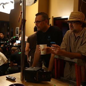 First AD Peter Paul Basler and Director Dan Mirvish on the set of BETWEEN US