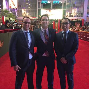 Jason Lubin Ryan Svendsen and Jerry Chang of Lionsgate at The Hunger Games Mockingjay Part 2 Los Angeles Premiere