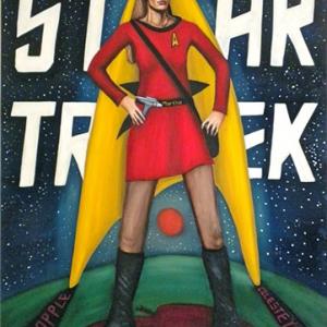 Original Art Work ~ Oil on Canvas of Celeste Yarnall Guest Starring on Star Trek episode The Apple ~ Oil on Canvas 40 x 30 inches