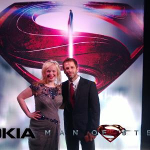 Musician Allison Crowe with Director Zack Snyder at Man of Steel World Premiere AfterParty  NYC June 10 2013