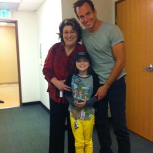 Eve Moon with Will Arnet and Margo Martindale after shooting Pilot The Millers at CBS