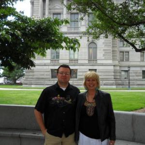 Shell Walker-Cook and Giles Cook of Tuff Cat LLC on location for Chevy Chase Heist at the Capitol Rotunda, Washington, D.C.