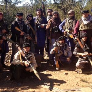 Diego Romero and others as Taliban Fighters on the set of Lone Survivor