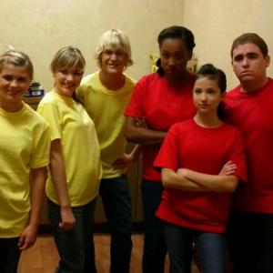 Kelly Nicole 2nd from left and Yellow Team Leader in Foodball TV Pilot