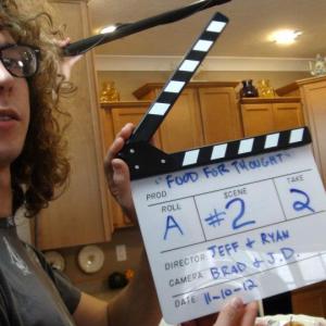 Victor Lord on the set of Married With Benefits working title seen here on the slate Food For Thought