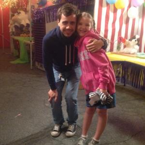 Amelia on set of the Toy Soldiers with writerDirector Eric Peter Carlson