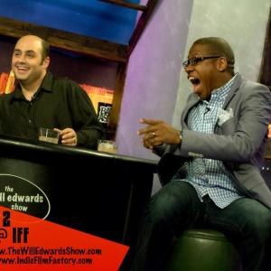 Will Edwards and Jon Paul Raniola at the bar on the set of The Will Edwards Show