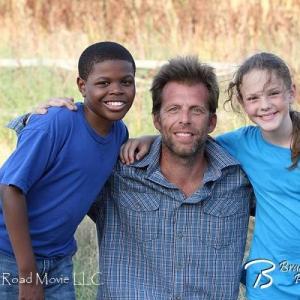 Megan with director Bill McAdams Jr. and Isaac Smith on set for Gallows Road