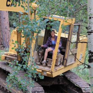 Joanna excavator with a big CAT 215.