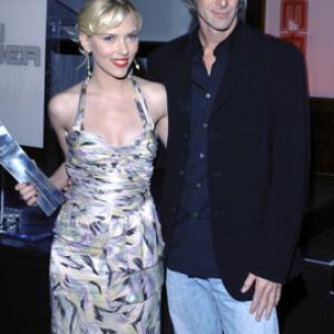 Michael Bay and Scarlett Johansson