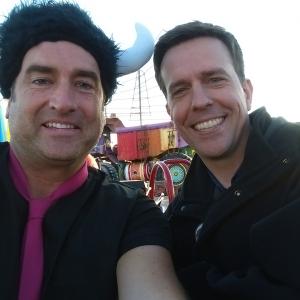 Kevin J OConnor with Ed Helms on set while filming the upcoming Vacation movie reboot