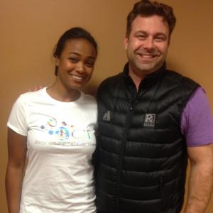 Tatyana Ali and Jonas Roeser on the set of It Snows All The Time