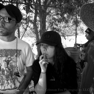 AD, Reza Lacky, Director, Tara Atashgah and DP, Daniel Rink on the set of For The Birds in Ventura, CA.