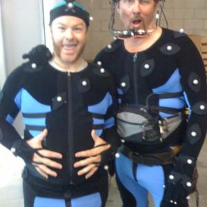 K. Harrison Sweeney with Anthony DeLongis during motion capture for 