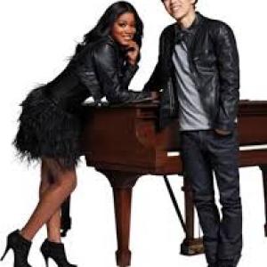 Max and Keke Palmer on the set of movie Rags