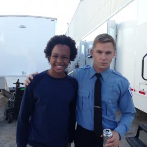 Brian Geraghty and William on set for Chicago PD.