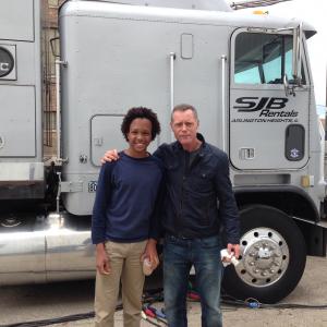 Jason Beghe and William Burke on the lot filming Chicago PD