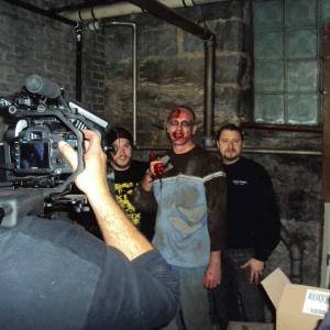 Still of Michael Hackworth and makeup artists Ron Haines and Michael Dilisio in The Zombinator