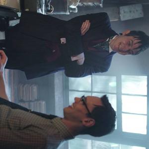 Still of Robin Lord Taylor and Cory Michael Smith in Gotham 2014