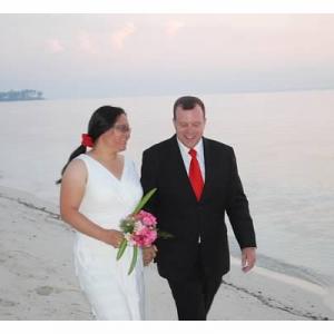 Sonia and Brendan on the Beach after wedding, South Andros Island