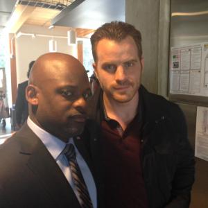 Doron Bell and Robert Kazinsky on the set of Second Chance.