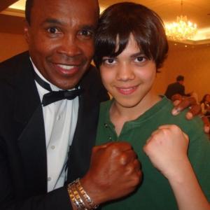 Bobby Bryan on set of The Fighter with Sugar Ray Leonard