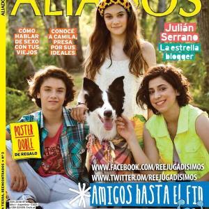 Joaquin Ochoa on the cover of 'Aliados' magazine along with co-stars Carolina Domenech and Mariel Percossi