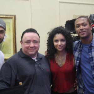 Jared Cohn, Gabriel Campisi, Bianca Santos and Romeo Miller on the set of Little Dead Rotting Hood.
