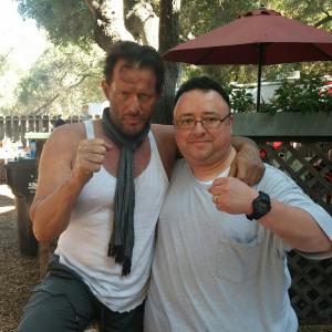 Gabriel Campisi with Costas Mandylor on the set of The Horde.