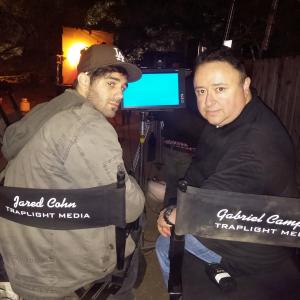 Partners at Traplight Media, Jared Cohn and Gabriel Campisi. On the set of The Horde.