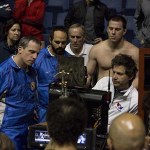 Still of Steve Carell Mark Ruffalo and Channing Tatum in Foxcatcher 2014