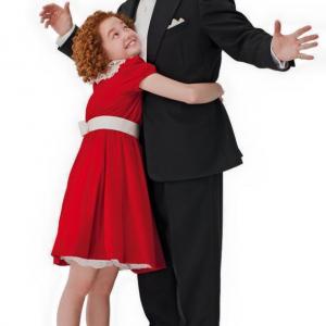 Taylor Richardson Annie with costar Anthony Warlow Daddy Warbucks in promotional photo for Annie the Musical Broadway revival 2013