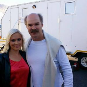 Anna Baranowska and Deon Lotz on set of Cape Town