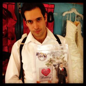 Behind the scenes of the Times Square Revival of Tony n Tinas Wedding Yes thats an action figure of me