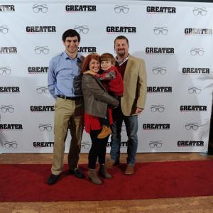 Spencer Rohrscheib, with his parents Cotton & Donna Rohrscheib, alongside Aaron Burlsworth (the character he played in the movie 'GREATER')
