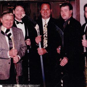 John's hockey buddies at his best friend's wedding. (from left) late Vic Tucci, John, Tim Maxwell, Scott Curwyn, and Bennie Difelice