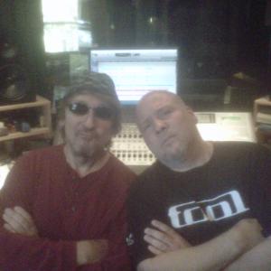 John and friend DIVINE SORROW lead singer Bryan Chappell at the recording studio for Walkin To Oklahoma