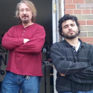 John and Under a Blood Red Sky lead actor Jeffrey Mora pose during a break in November 2014 on location in Saint Louis