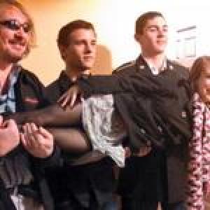 John, Ashley Bunton and actors Zach Carnahan and Jason Percy on set of 