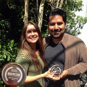 Receiving Best Actress award for the film Prayers for the LonelyEl Altar de Soledad from my Director Felix Martiz