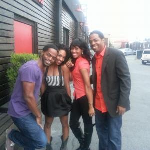 Dre Sawyer on the set of Next Up with Hari Williams Tiffany Daniels and Aaron R Lewis