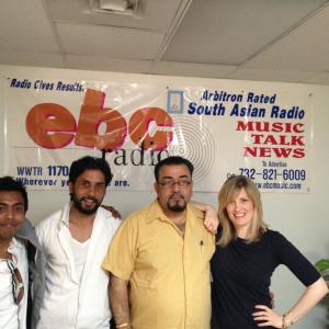 Ashok Chaudhary with Di  kulraaj and Shane after the interview for EBC Radio for an off Broadwy play  Sakharam Binder