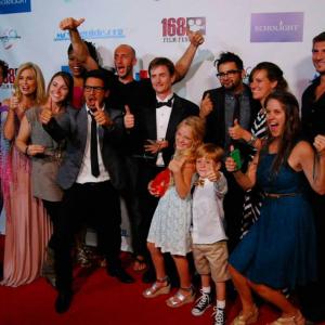 Cast and Crew of ReMoved celebrate the Best Film win at the 168 Festival in August 2013