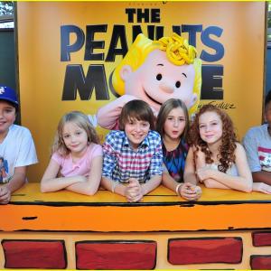 Mariel with the cast of The Peanuts Movie meeting the Press at Knotts Berry Farm on Oct 31 2015!