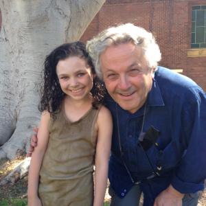 Coco Jack Gillies and George Miller director on the set of Mad Max  Fury Road 2013