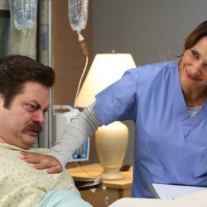 Still of Rashida Jones and Nick Offerman in Parks and Recreation (2009)